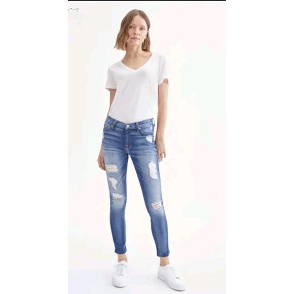 7 For All Mankind Denim - 7 For All Mankind The Ankle Skinny Women's Distressed Jeans Size 24